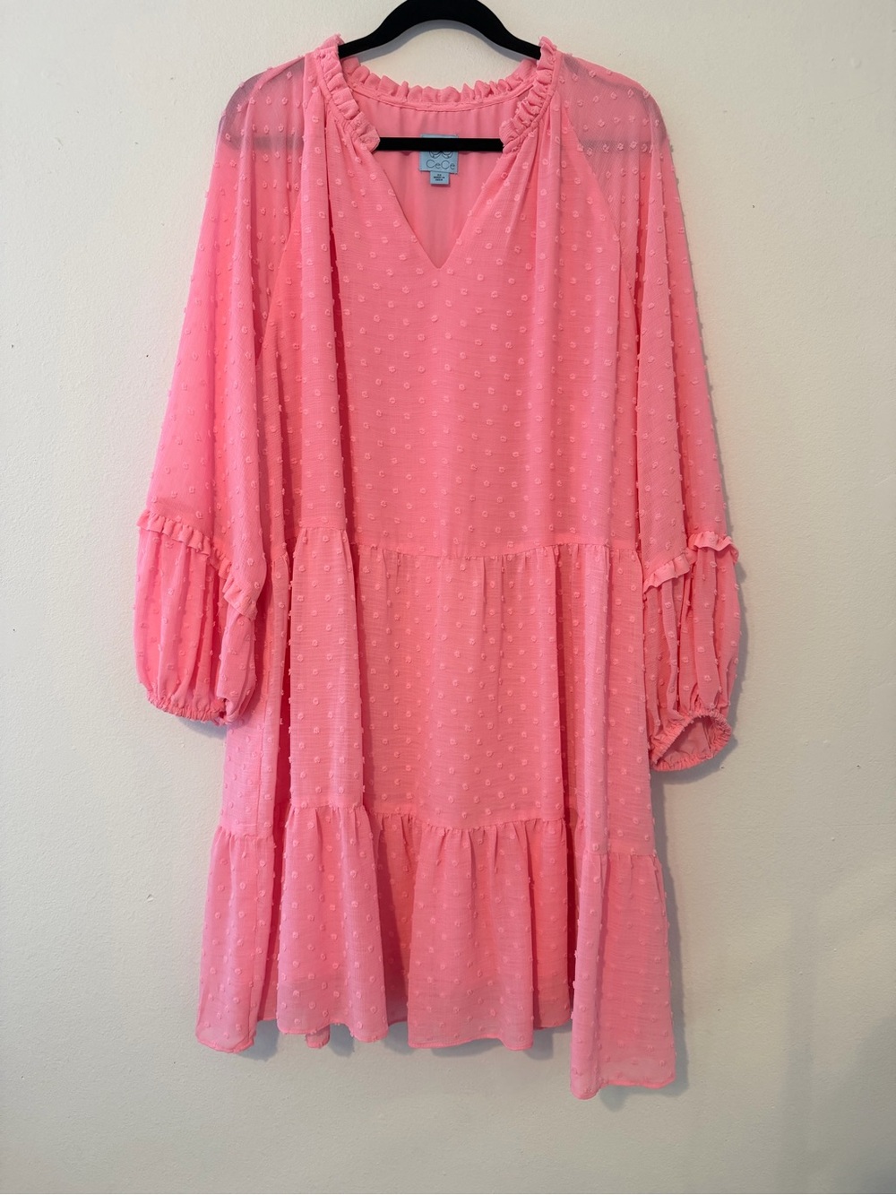Cece Pink Clip Dot Babydoll Dress 3X - Picture 2 of 4
